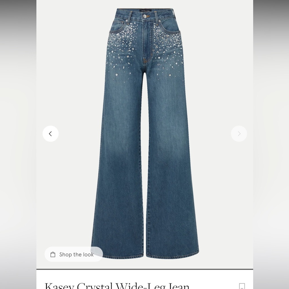 Veronica Beard Kasey Crystal Wide-Leg Jean Sz 26 NWT